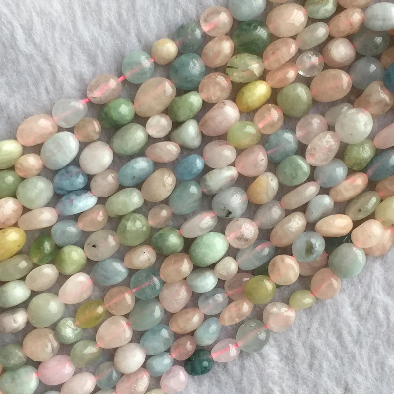 

Natural Genuine Blue Pink Aquamarine Beryl Morganite Nugget Loose Beads Free Form 6-7mm Fit Jewelry Necklace Bracelets 05695