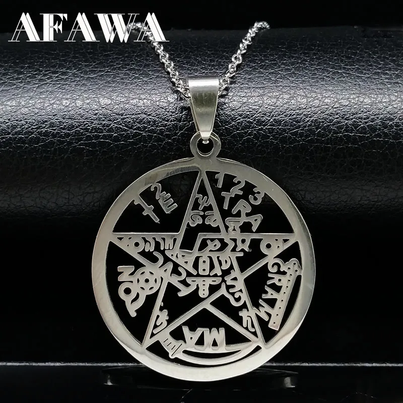 Bruxaria Pentagrama Pingente para Homens e Mulheres, Colar de Aço Inoxidável, Proteção Judaica, Tetragramaton Jóias, N425