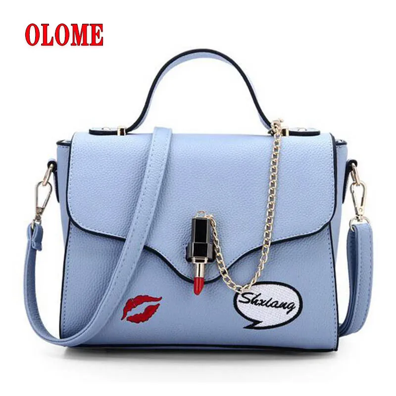 

Fashion Summer Female Tote Bags Satchel PU Leather Sweet Lipstick Handbags for Women Femininas Gray Beige Purse 2019 LL269