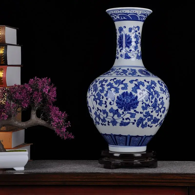

Jingdezhen ceramic blue and white porcelain vase of modern high-grade furniture and ornaments Home Furnishing crafts decoration