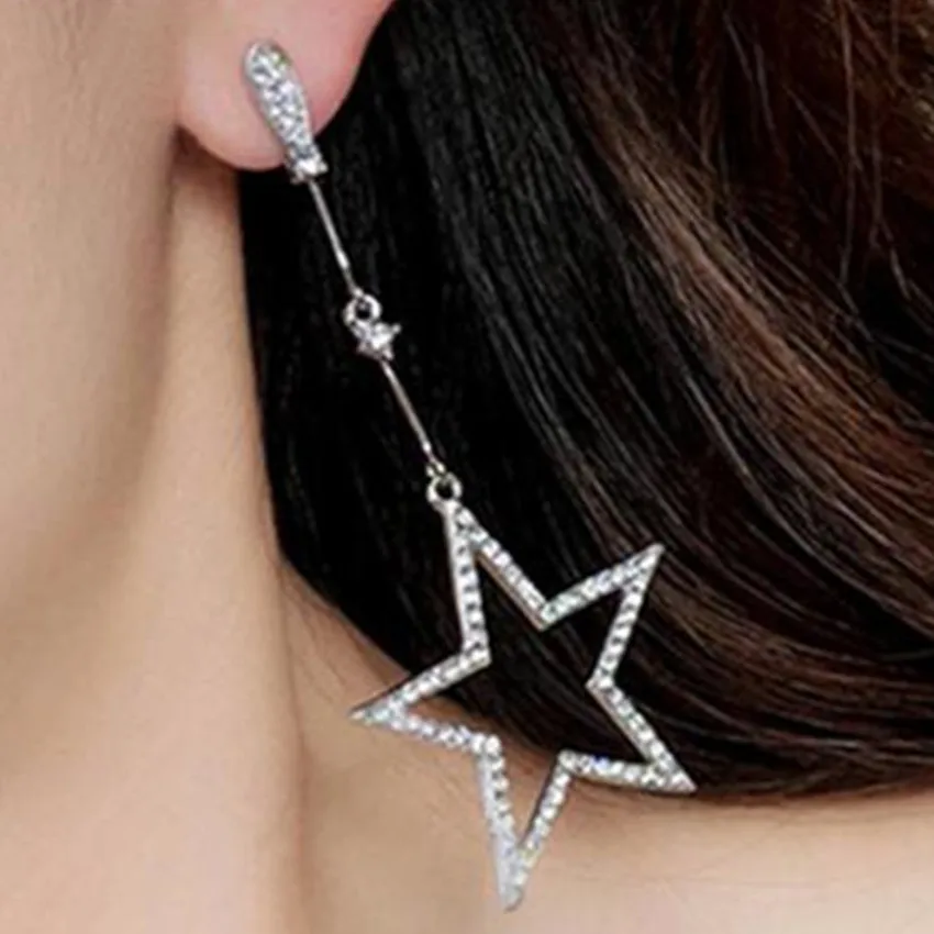 

2019 Fashion Exaggeration Brilliant Jewelry Crystal Hollow Pentagon Hanging Earrings Jewelry Lady Fashion Jewelry