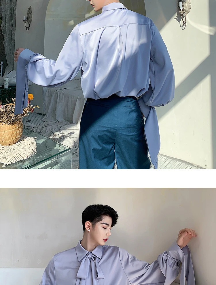 Корейская рубашка Для мужчин Новые однотонные Цвет модная повседневная рубашка Harajuku Для мужчин с длинными рукавами рубашки на подкладке Для мужчин дизайнеры рубашка M-XXL