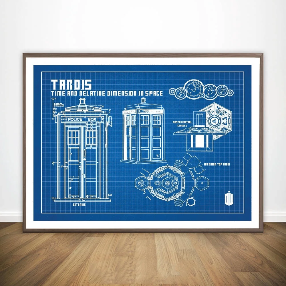 Doctor Who Tardis Blueprint графическая настенная художественная краска Настенный декор