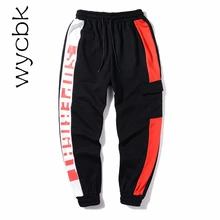 Wycbk брендовые уличные хип хоп мужские повседневные хлопковые брюки с карманами брюки в полоску с боковыми полосками беговая дорожка тренировочные штаны с резинкой в талии