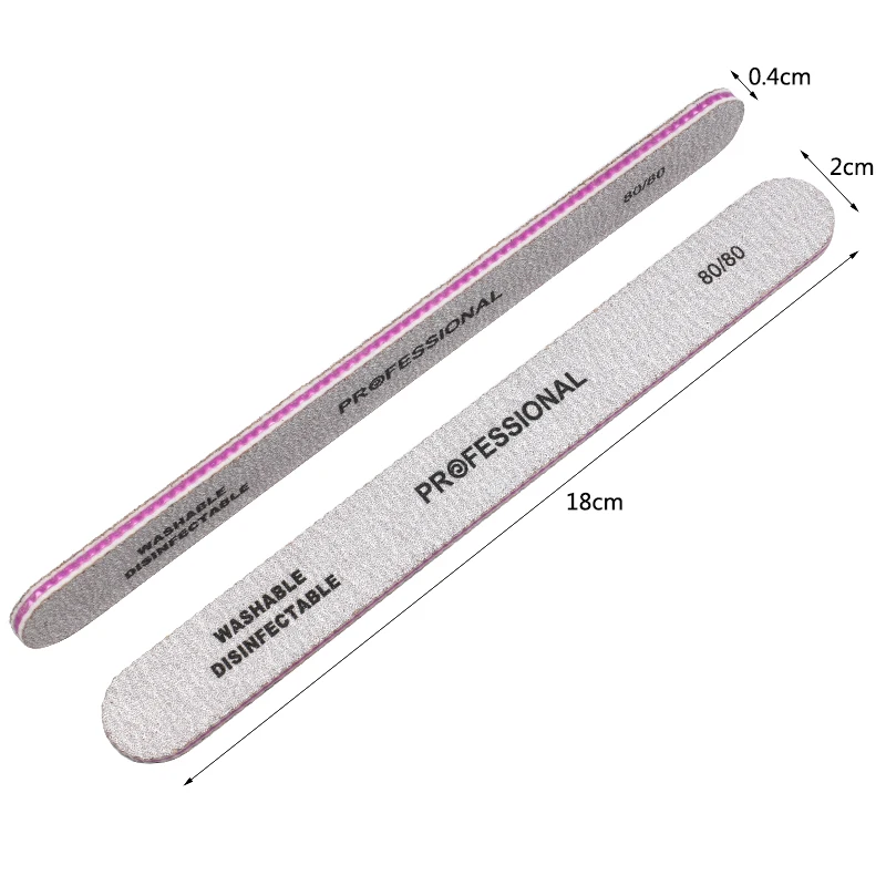 5 шт., профессиональные пилки для ногтей, 80/80, прямые, Nagelvijl, УФ Гель-лак, шлифовальный буферный блок, пилочка для маникюра, серые инструменты для дизайна ногтей
