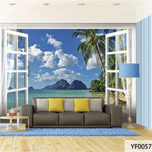 Пользовательские 3D печать DIY ткань и текстильные обои для стен Мануэль матовый шелк для гостиной морской пляж с изображением неба и океана моющиеся