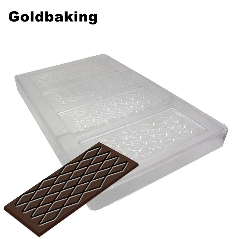 

Goldbaking Polycarbonate Bar Mold for Chocolate 4-Bars Polycarbonate Candy Mold Rhombus Chocolate Bar Maker