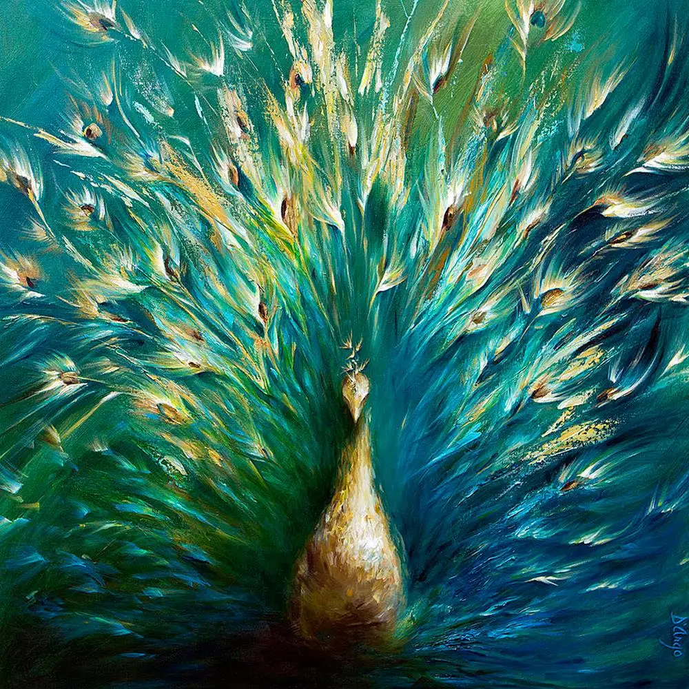 GLymg Full Square Diamond Painting Peacock Bird Cross Stitch Rhinestones Embroidery 5d Diy Mosaic Home Decoration Wall Sticker