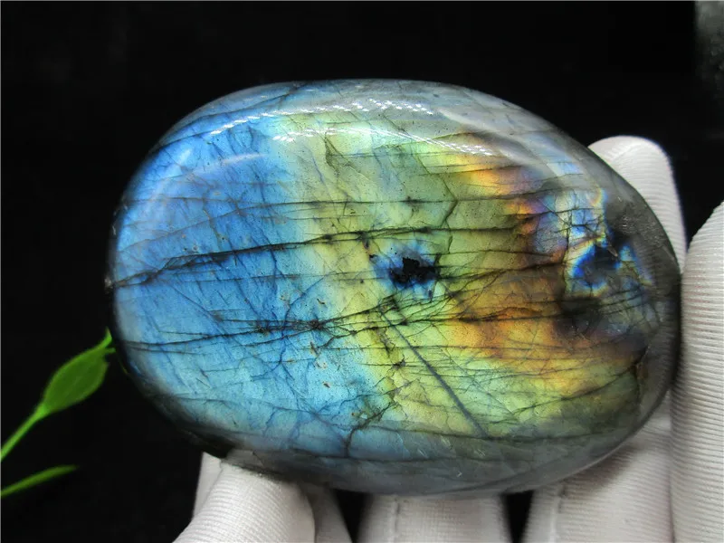 Natural Labradorite Stones 2 Side Yellow Light Feldspar Golden Labrador Moonstone Hecatolite