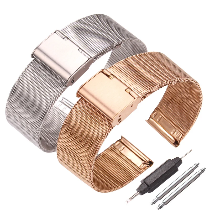 Milanese Loop Watchbands 16mm 18mm 20mm 22mm 24mm Stainless Steel Woven