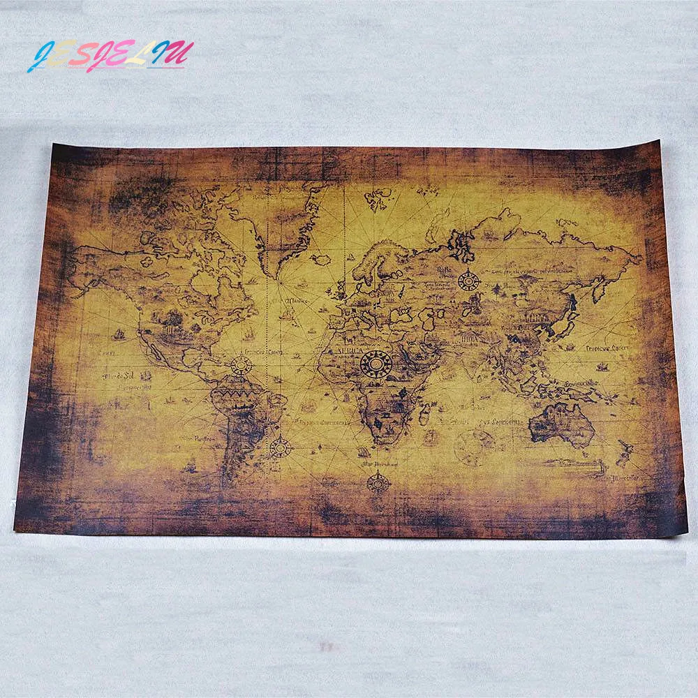 The old Ocean Sea World Map large Vintage Style Retro Paper Poster Home Decor