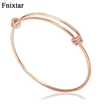 

Fnixtar Rose Gold Color Expandable Wire Bangle Bracelet for Women Simple Adjustable Stainless Steel Bracelet 60mm 65mm 10pcs/lot