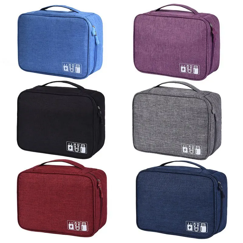 

IVYSHION 1PC 24.5x18x10cm Data Line Charger Storage Bag Portable Multicolor Polyester Waterproof Cable Electronics Organizer Bag