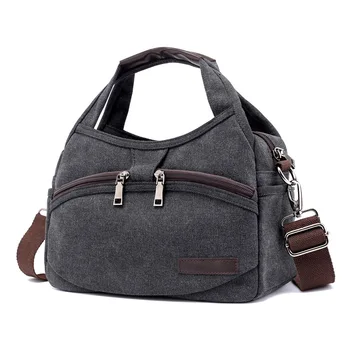 

Fashion Travel Big Pocket Casual Tote Women's Handbag Shoulder Handbags Canvas Leather Handle Large Capacity Bags For Women