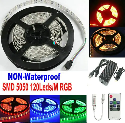Двухрядная Светодиодная лента SMD5050 RGB 5 м 12 В 120 светодиодов/метр домашний декор +