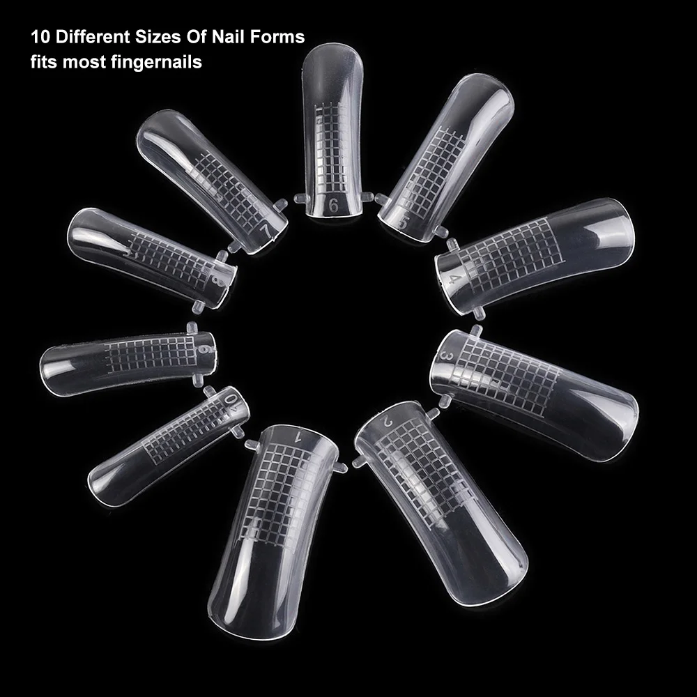 20pcs /100pcs Transparent Fake Nail Molds Scale Model Nail Forms Acrylic nail System Forms Full Cover Polygel UV Gel nails Tips