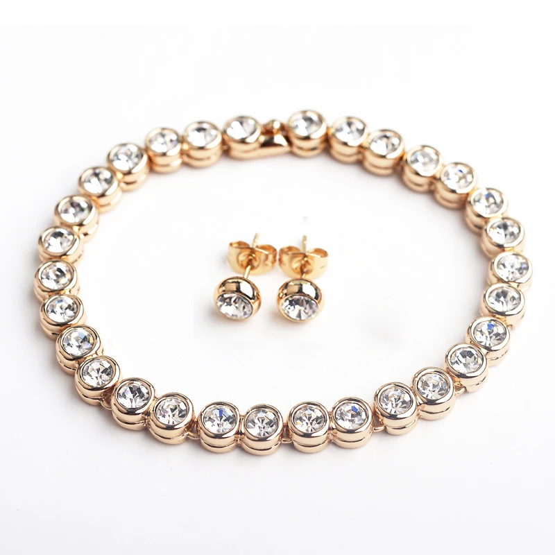 

USTAR New Zircon Jewelry Austria Crystals Bangle for women Rose Gold color Pulseira femininas Bijoux Top Quality