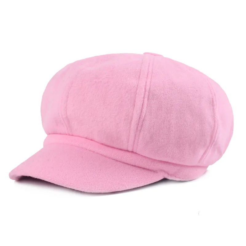 Женская осенне-зимняя шерстяная Восьмиугольные шляпы gatsbie кепка газетчика для окружности 56-58 см черный, розовый, серый, темно-синий S414