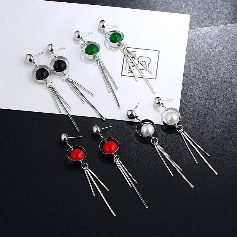 Tassel Roman numerals long section shell earrings earrings jewelry
