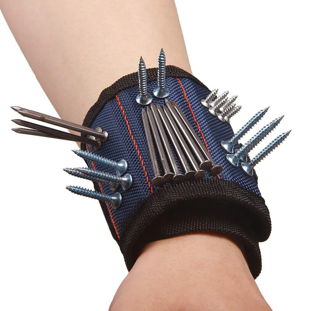 Полиэфирный магнитный браслет Портативная сумка для инструментов липучка электрик наручный инструмент ремень саморезы сверла держатель