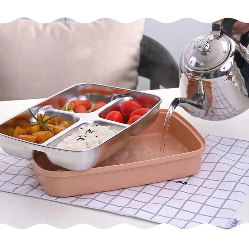 

High Quality Stainless Steel Thermal Lunch Box 4 Compartments Bento Boxes Portable Picnic Storage Food Container VE