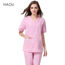 Viaoli, новая мода, женская медицинская униформа, одежда для кормящих, короткий рукав, рабочая одежда, v-образный вырез, однотонная, летняя, короткий рукав, униформа медсестры