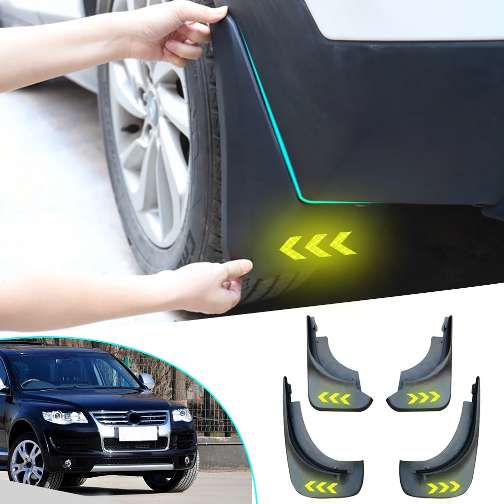 

For VOLKSWAGEN VW Touareg Mk1 Mk2 2004-2018 Mud Flaps Splash Guards Safety Reflective Warning Mudguards Car Accessories 4Pcs