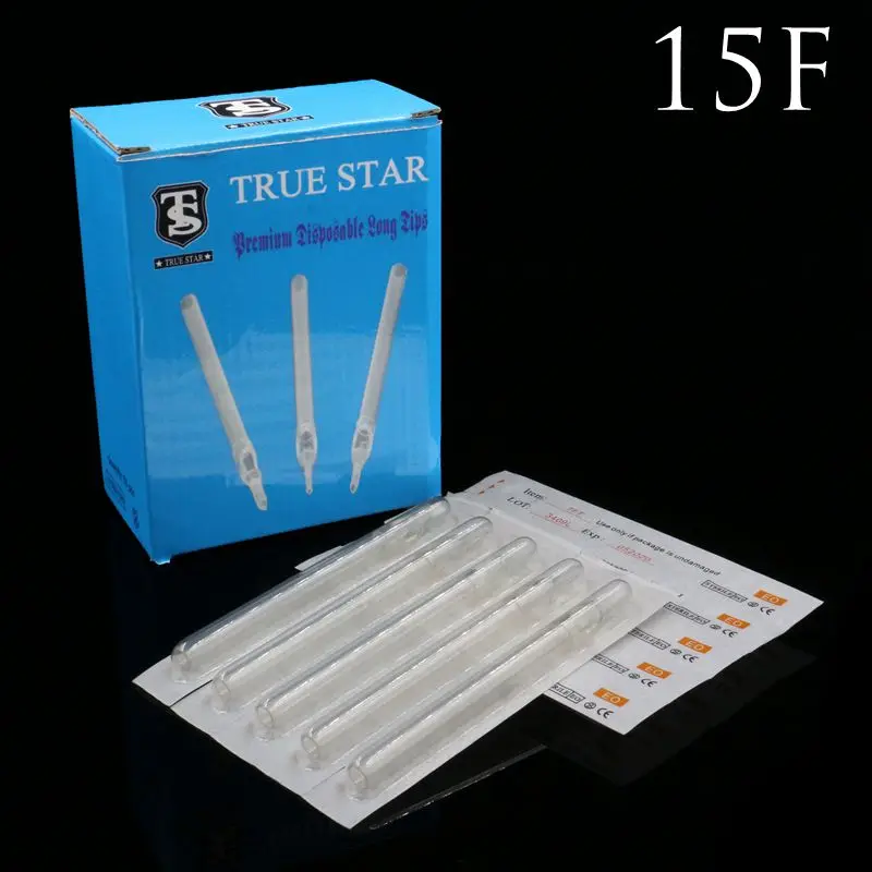 

50PCS 15F Tattoo Tip True Star Clear Long Disposable Tips 108mm needles tip For Free Shipping