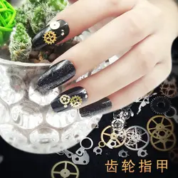 24 шт. блеск накладные ногти Модные Черные накладные ногти 3D Gearwheel DIY Nail Art полное покрытие гроб ногтей инструменты для маникюра Z909