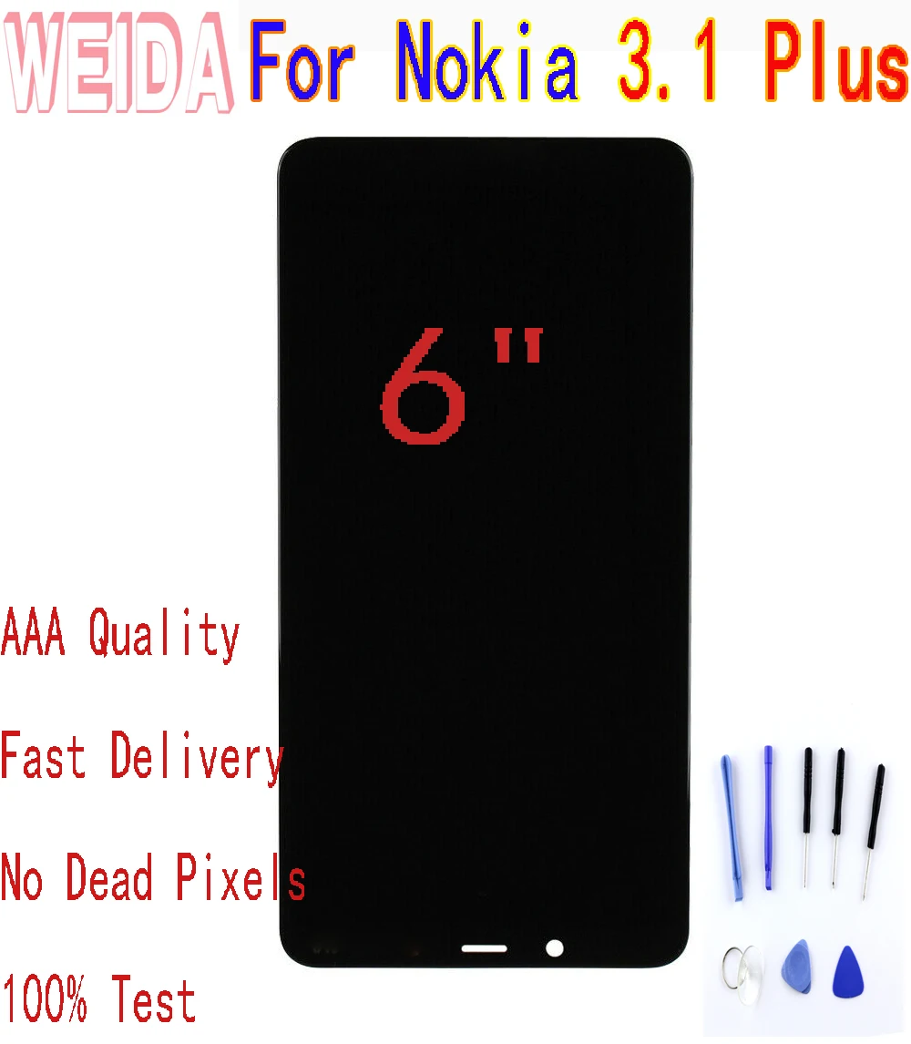 

WEIDA 6" For Nokia 3.1 Plus LCD Display Touch Screen Digitizer Assembly with Tool