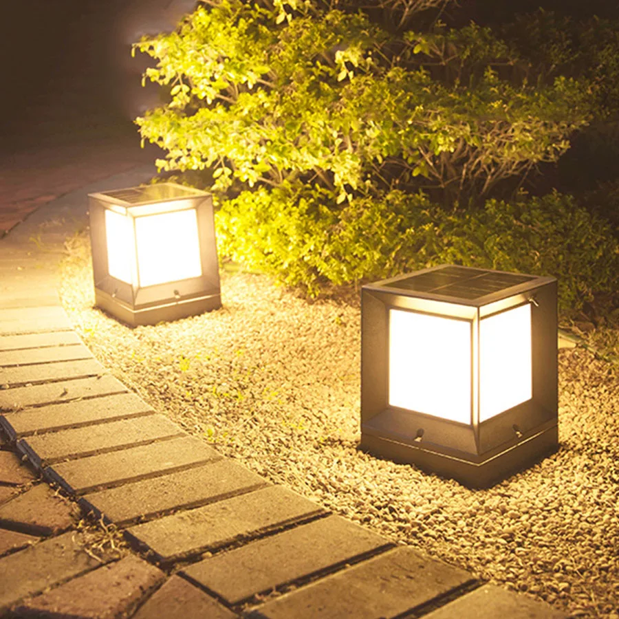 

Thrisdar Outdoor Solar Powered Pillar Lamp Waterproof Villa Fence Patio Pathway Lawn Bollard Light Outdoor Column Post Caps Lamp