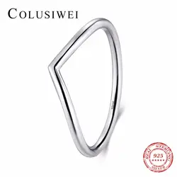 COLUSIWEI Ясно CZ Stackable модные свадебные украшения Твердые стерлингового серебра 925 простое кольцо для Для женщин Обручение подарок кольца