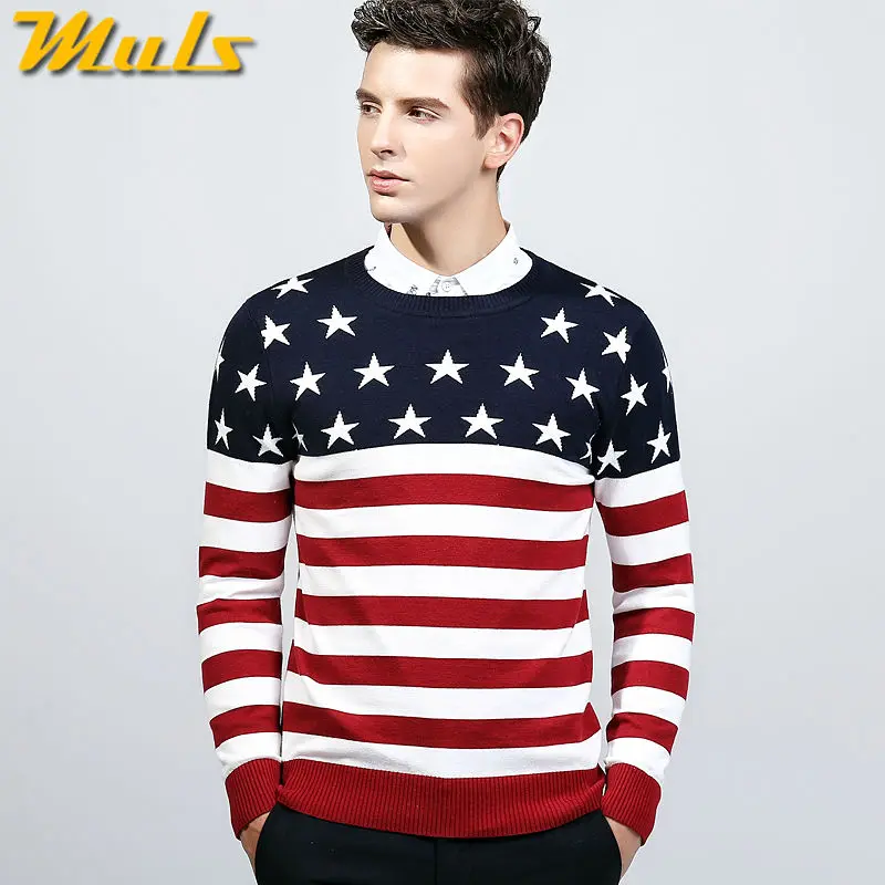 Muls fashion sweater pullovers men O neck stars pattern