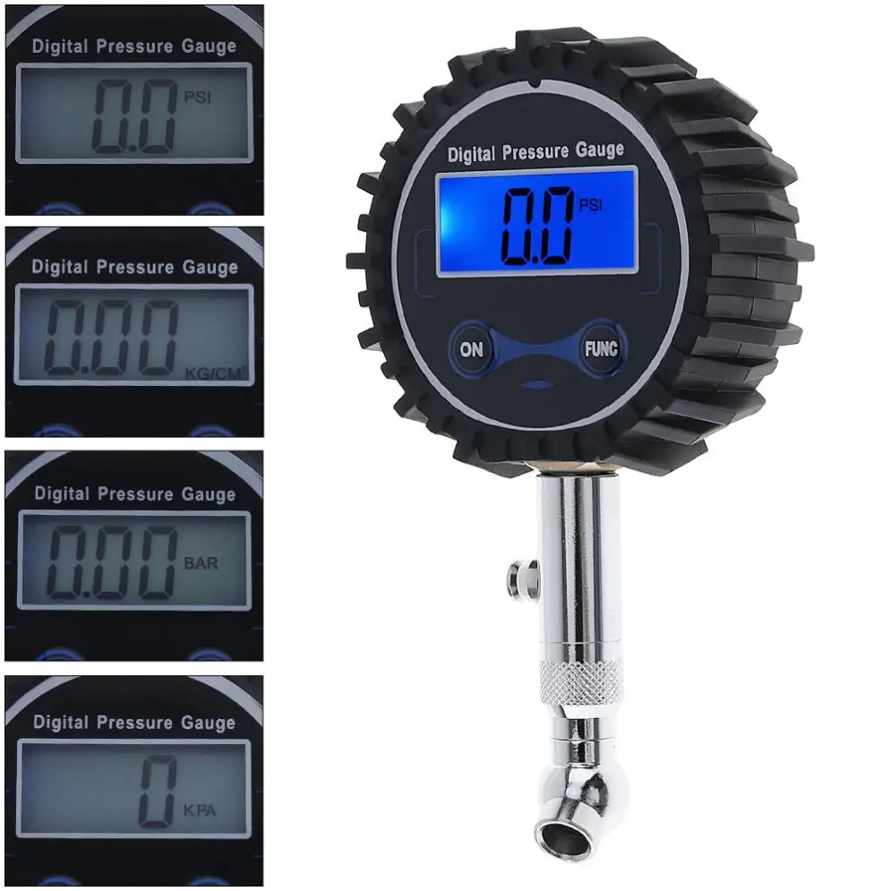 

Portable Electronic Digital Pressure Gaue Tire Gauge with Short Pressure Measuring Blue Backlight Night Vision for Car Tires