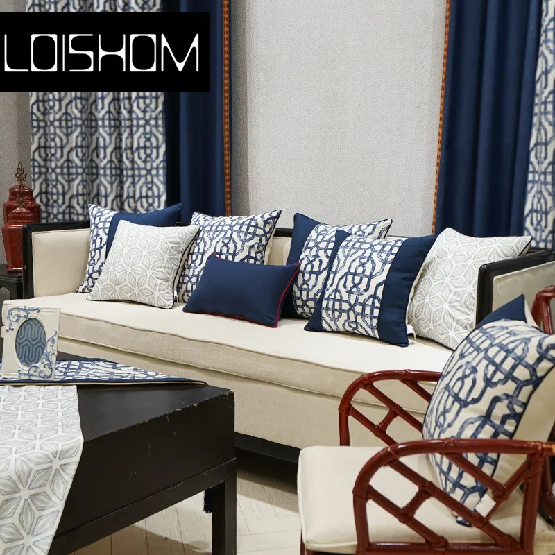 

Drop Ship China Blue Art Pillow Cover Geometric Cushion Cover Throw Pillow Home Decor Pillowcase Decorative Pillowsham