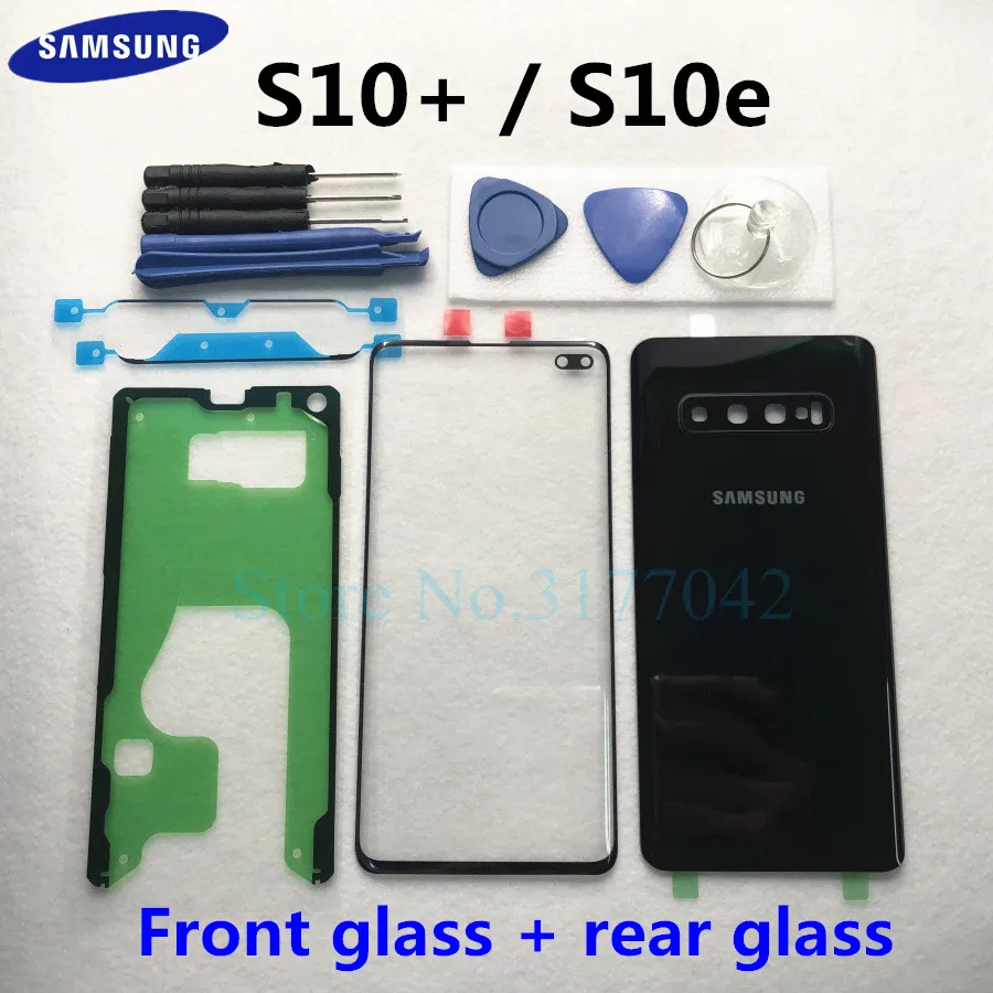 

For Samsung Galaxy S10 Plus S10+ S10e G9750 G970 Front Touch Panel Outer Lens + Rear Battery Door Back Glass Housing Cover