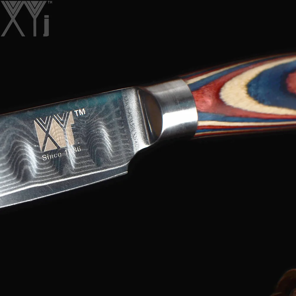XYj одинарный дамасский нож 3 &quot4&quot 5 &quot6&quot дюймов VG10 Дамасская сталь кухонные