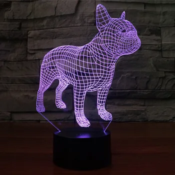 

Bulldog 3D LED Night Lamp 7 Colors USB Hologram Decor Lamp Table Desk Lights