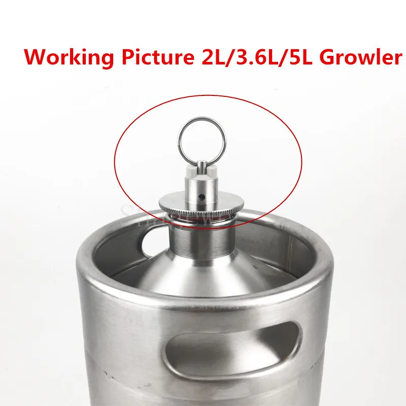Stainless Steel Homebrew Beer Growler Lid With Pressure Relief Valve 2L3.6L5L Keg Growler Replacement (2)