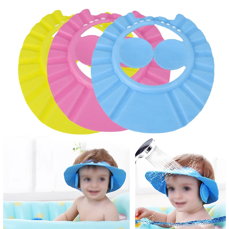 

Bath Wash Hair Cap Ear Protection Children Shampoo Cap Shower Caps Baby Shower Shield Hat Safe Soft Hat Adjustable
