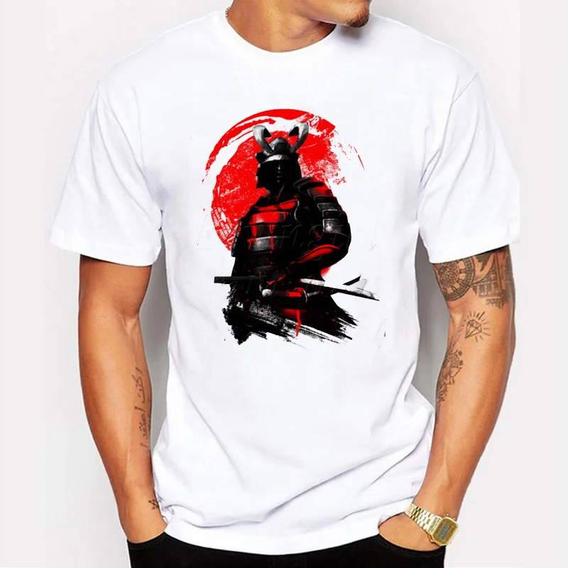 

Newest 2018 men's fashion short sleeve Samurai Warrior t-shirt funny tee shirts Hipster O-neck popular tops