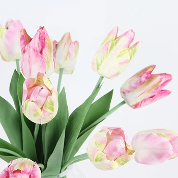 

Artificial Silk Flowers 3D Printed Real Touch Tulip Home Party Christmas Decoration12 Branches/lot