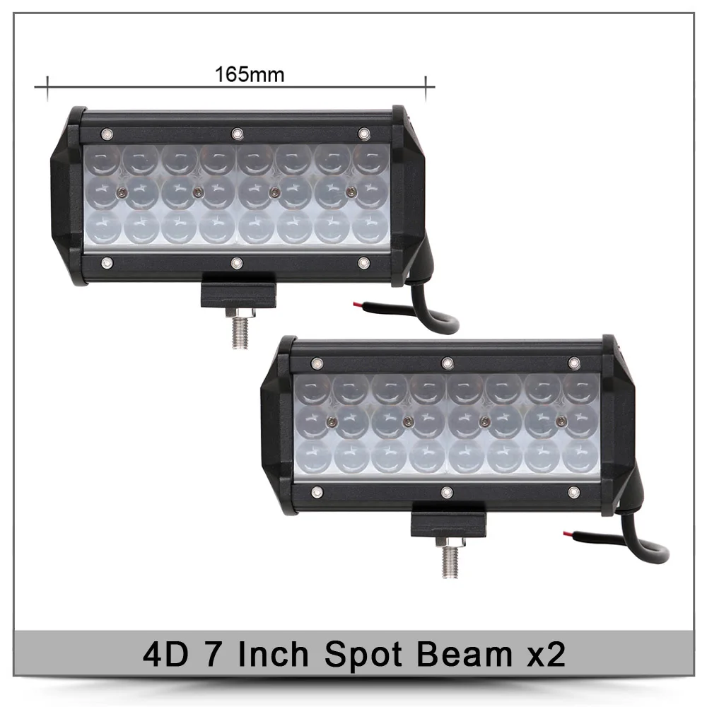 7 дюймовый светодиодный светильник бар для внедорожных машин автомобиля 12V 24V ATV грузовик внедорожник лодка мотоцикл 4x4 внедорожный комбинированный лучи светодиодный рабочий Barra вождения светильник - Цвет: 4D 7Inch Spot x2