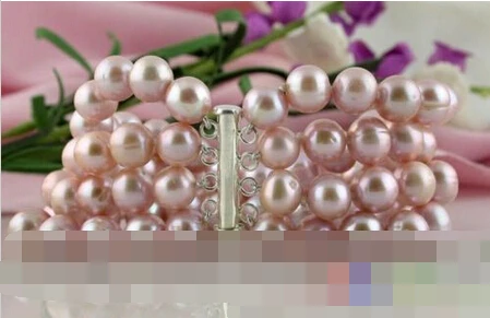 

Hot selling>@@ > 01132 4ROW 8" PURPLE ROUND FRESHWATER PEARL BRACELET -Bride jewelry free shipping