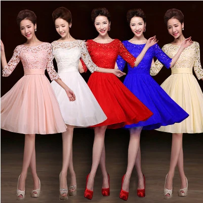 knee length bridesmaids royal blue red ...