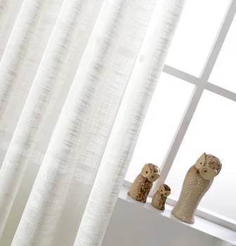 

White Cotton Texture American Country Style Decorative Cloth Curtain French Tulle Curtains for Living Room Cortinas Sheer Tulle