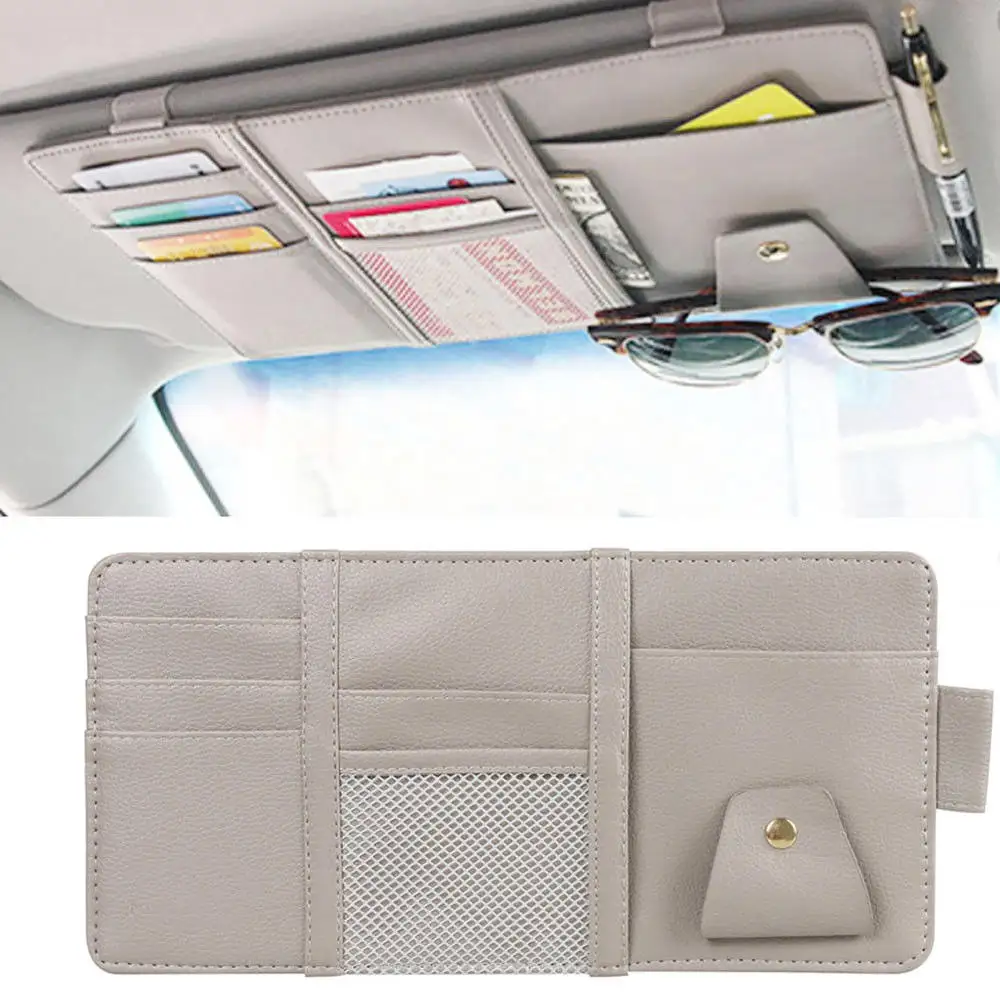 

New Multifunction PU Car Sun Visor Storage Bag Auto Glasses Ticket Documents Folder Mobile Phone Organizer