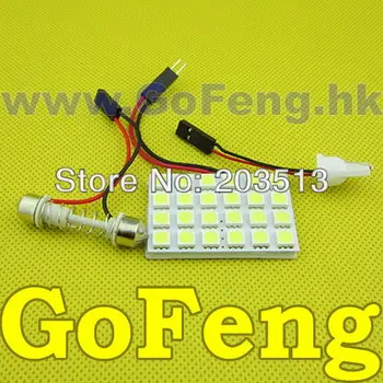 

50 pcs/lot 24 SMD Dome led 5050 24SMD 24LED Light Dome led Panel T10 Festoon Adapter free shipping