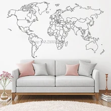 Карта мира, Настенная Наклейка для спальни, декоративный Съемный клейкий виниловый настенный стикер, креативный домашний декор, дизайн LC459