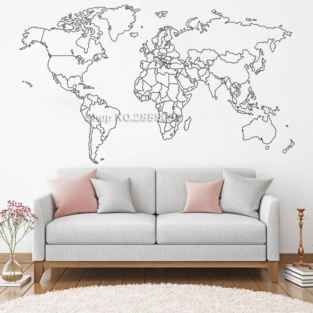 Adhesivo Con Diseno De Mapa Para Pared Para Dormitorio Adhesivos